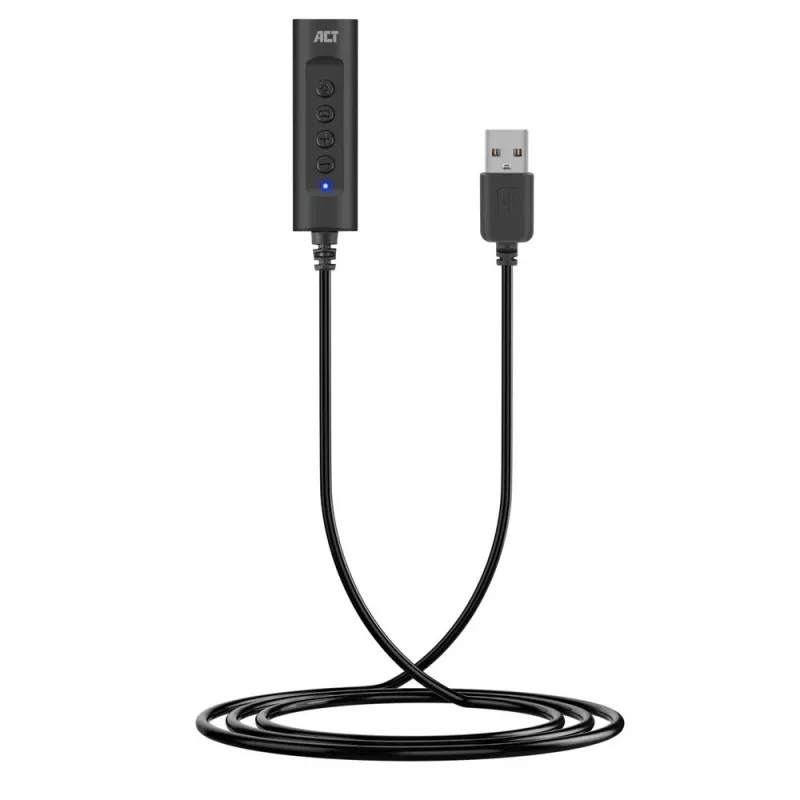 Placa de som ACT AC9360 USB 3,5 mm entrada para auscultadores 4 botões
