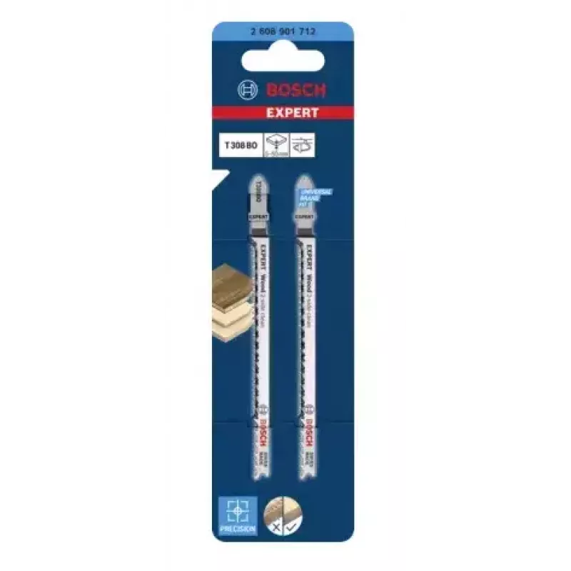 Bosch EXPERT 2608901712 lâmina de serra tico-tico para madeira, corte sem lascas