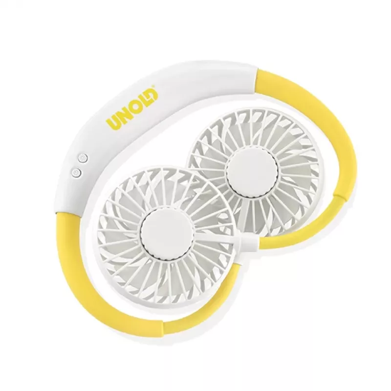 Ventilador de pescoço Unold Neck Fan Breezy White, branco, amarelo, 2 ventoinhas, 8 h, ventilador de pescoço, branco, 1 unid.