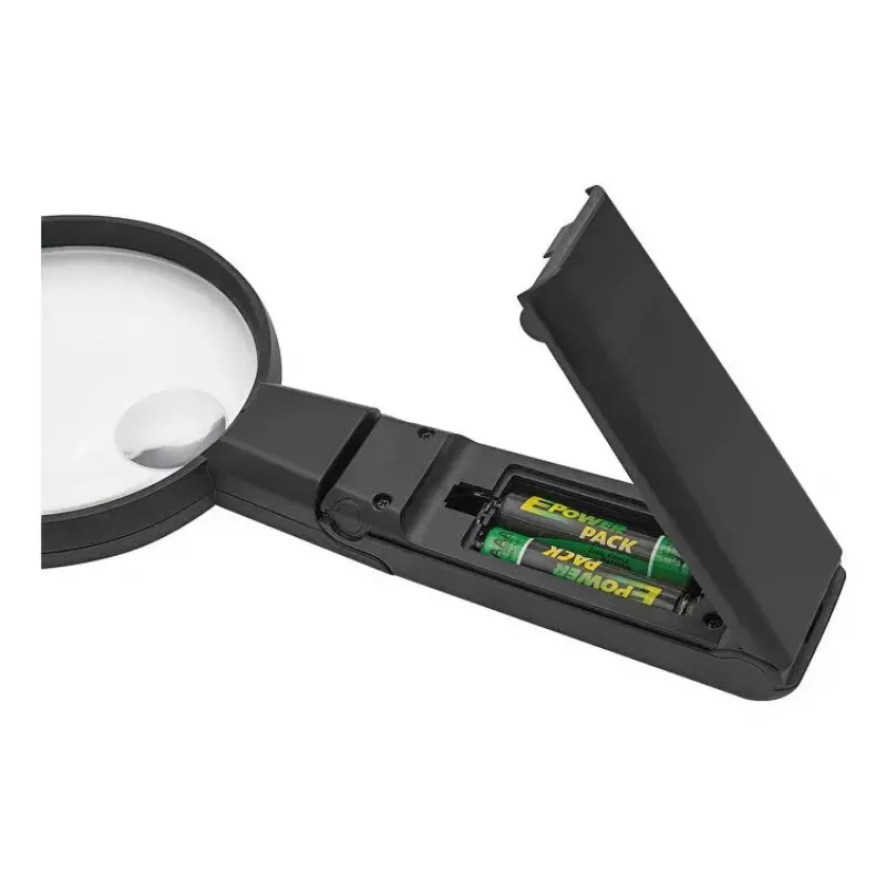 Lupa LED de mão WEDO 271 7565 — ampliação 5×, a pilhas, Preto/Branco