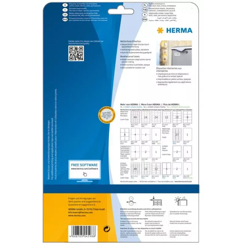 Etiquetas autocolantes retangulares HERMA 4598