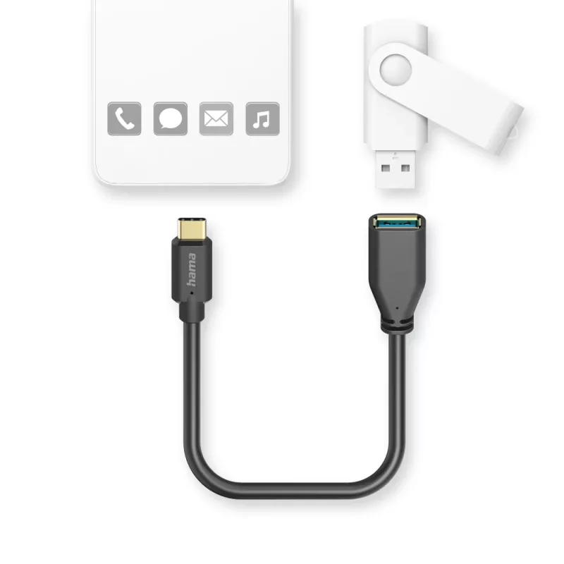 Hama 00125105 cabo USB USB 3.2 Gen 1 (3.1 Gen 1) 0,15 m USB A USB C preto