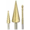 kwb 525890 Conjunto de brocas escalonadas com broca de fresagem, 3 unid., 4-12 mm / 4-30 mm / 6 mm, HSS TiN