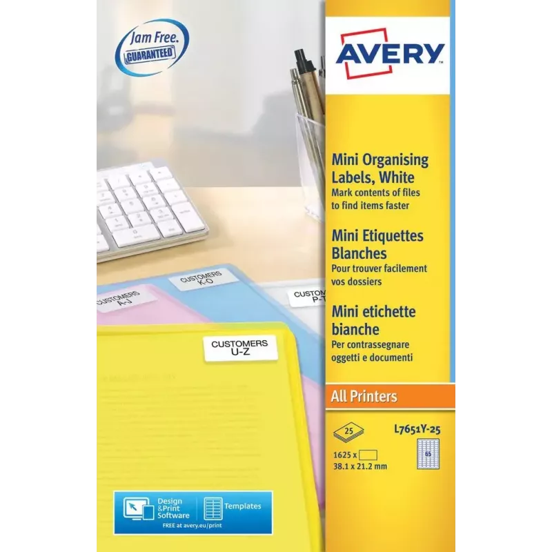 Mini etiqueta laser Avery L7651 amarela
