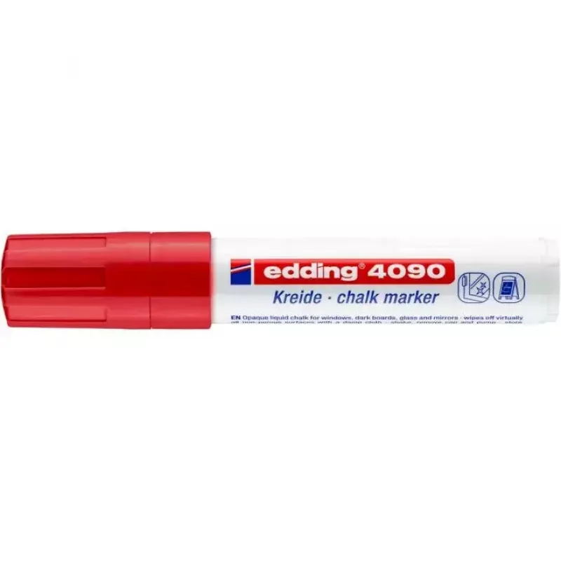 Marcador de giz Edding 4090 ponta biselada vermelho