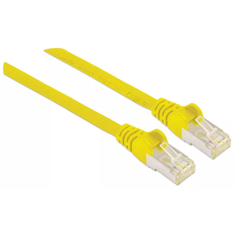 Cabo de rede Intellinet, Cat6, 2 m, amarelo, cobre, S/FTP, LSOH/LSZH, PVC, RJ45, contactos banhados a ouro, proteção da patilha, proteção contra dobras, garantia vitalícia