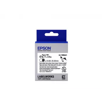 Cartucho de etiquetas Epson Heat Shrink Tube (HST) LK-7WBA21 preto/branco D21mm (2,5m)