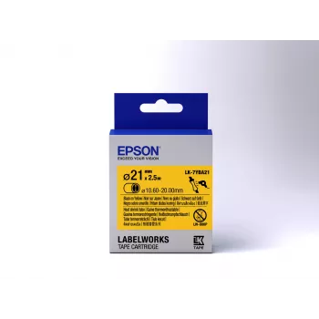 Cartucho de etiquetas Epson Heat Shrink Tube (HST) LK-7YBA21 preto/amarelo D21mm (2,5 m)