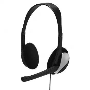 Hama HS-P100 Auscultadores com microfone PC Office, preto/prateado