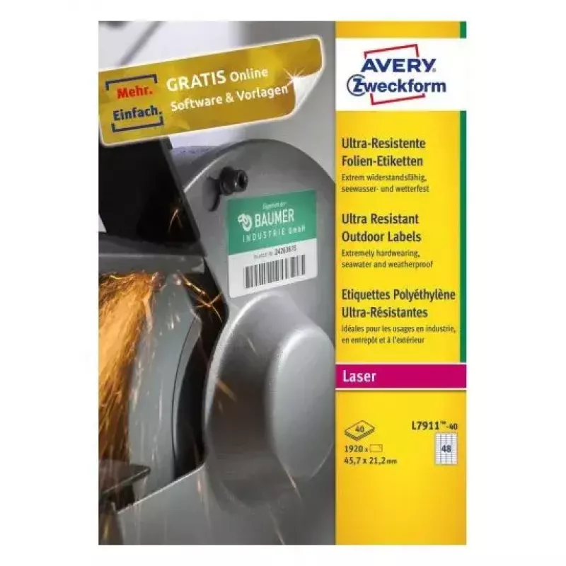 Etiqueta autoadesiva para impressora Avery L7911-40