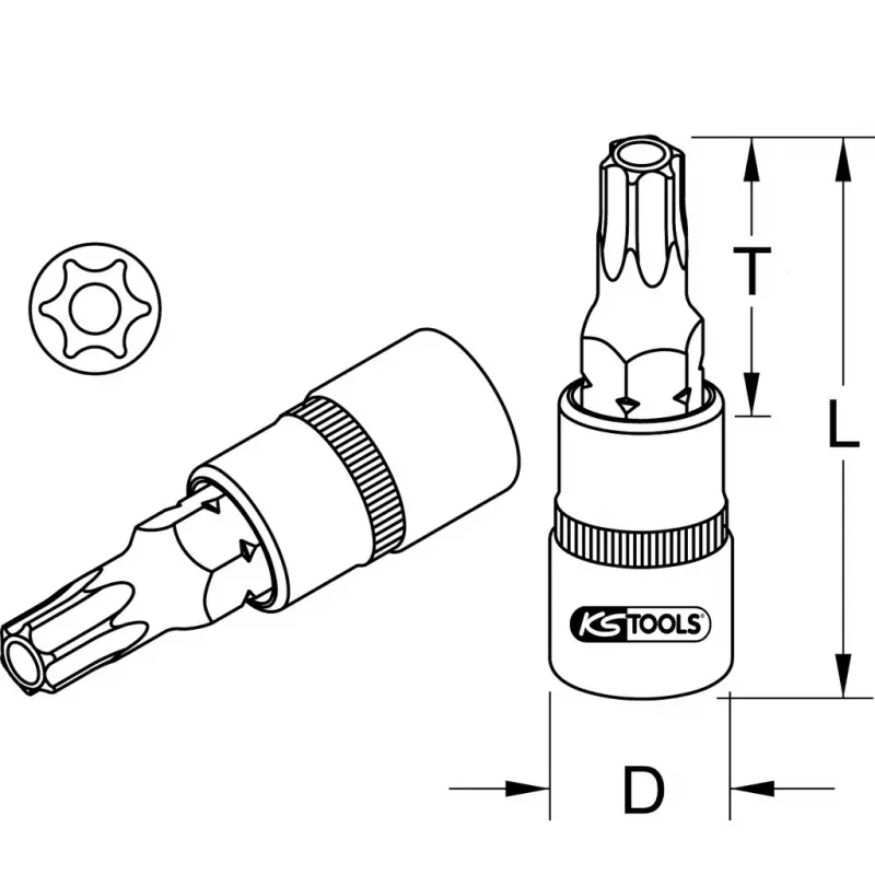 Conjunto de chaves de caixa KS Tools 911.1371 encaixe de 1/2 polegada 1 cabeça 90 g