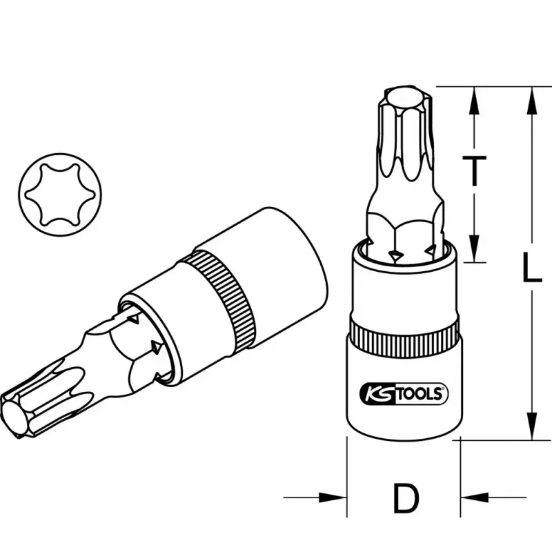 Conjunto de chaves de caixa KS Tools 911.1445 encaixe de 1/4 polegada 1 cabeça 15 g