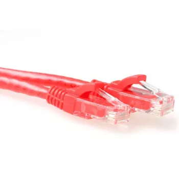 Cabo patch U/UTP CAT6 sem encaixe de retenção com fichas RJ45 ACT vermelho 20 metros