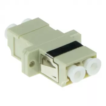 Adaptador de Fibra Ótica ACT LC Duplex Multimodo OM1/OM2 Flange, LC/LC, marfim, Multimodo, cerâmica, OM1, 1 unid.