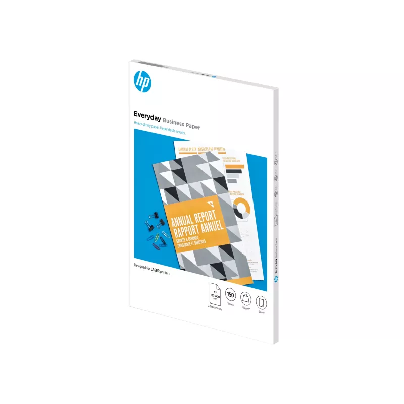 Papel de reciclagem multifunções HP – 500 folhas/Letter/8,5 x 11 polegadas, impressão a laser, A3 (297x420 mm), brilhante, 150 folhas, 120 g/m², branco