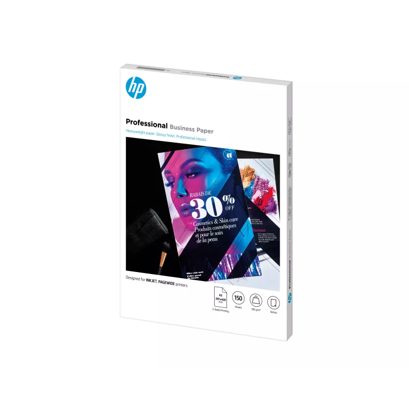 Papel de reciclagem multifunções HP – 500 folhas/Letter/8,5 x 11 polegadas, impressão a jato de tinta, A3 (297 x 420 mm), brilhante, 150 folhas, 180 g/m², branco