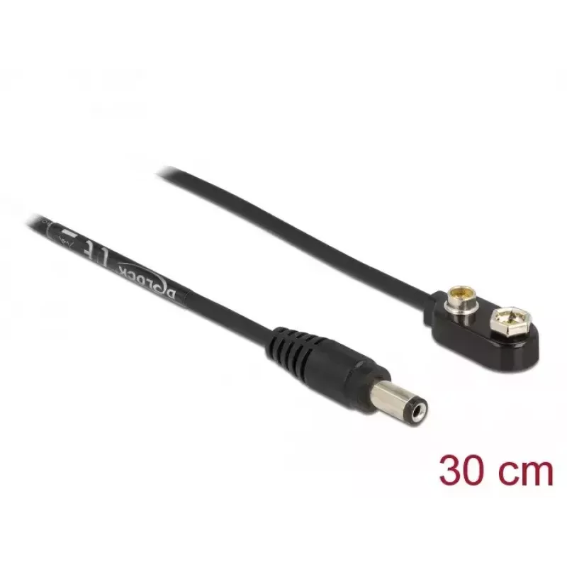 Cabo de alimentação DC DeLOCK 86697 ficha 5,5 x 2,1 mm para pilha de bloco 9 V