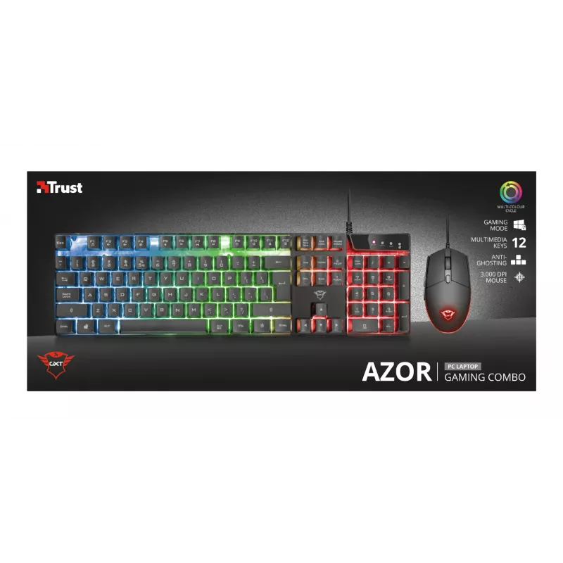 Trust GXT 838 Azor Teclado e rato Gaming USB alemão preto