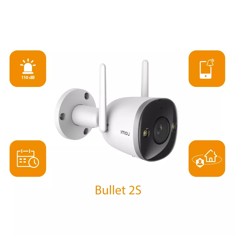 Imou Bullet 2S, câmara de videovigilância IP, interior, com fios e sem fios, exterior, CE, FCC, teto/parede