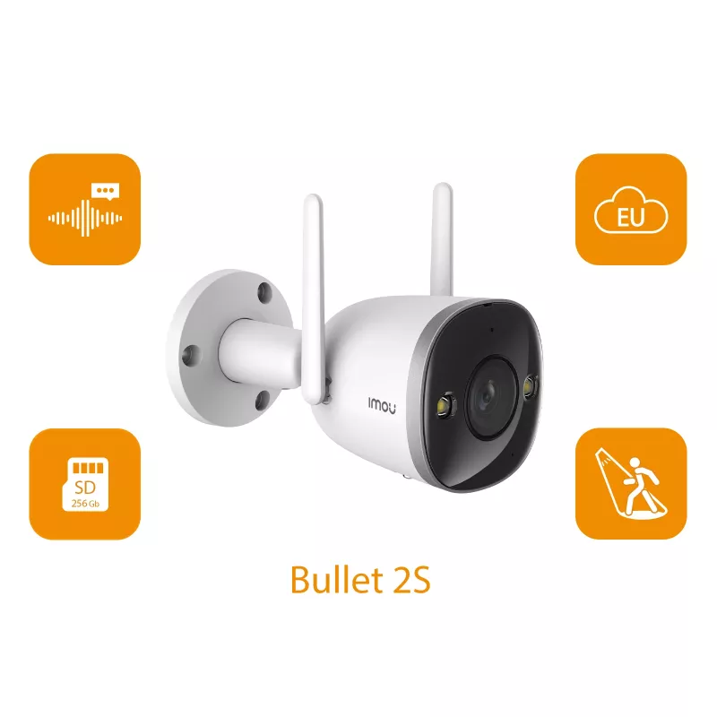 Imou Bullet 2S, câmara de videovigilância IP, interior, com fios e sem fios, exterior, CE, FCC, teto/parede