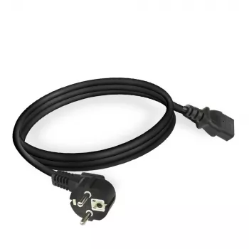Cabo de alimentação ACT Powercord ficha CEE 7/7 (angular) - C13 preto 2 m