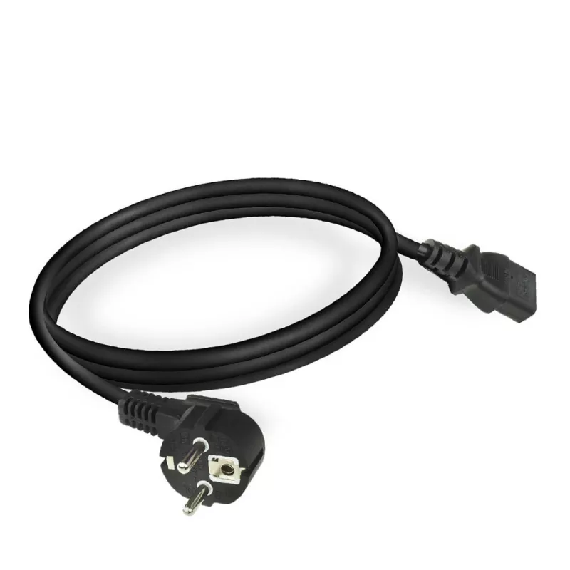 Cabo de alimentação ACT Powercord ficha CEE 7/7 (angular) - C13 preto 2 m