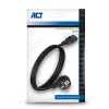 Cabo de alimentação ACT Powercord ficha CEE 7/7 (angular) - C13 preto 2 m