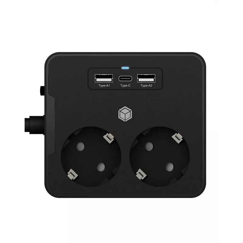 ICY BOX IB-MPS2220B-CH extensão de alimentação 1,9 m 2 tomadas AC interior preto