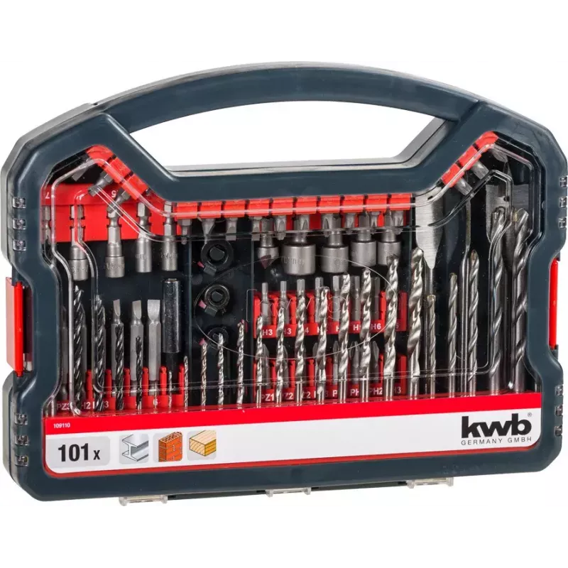 Conjunto de brocas KWB Promo Box Standard 101 peças para tijolo, metal e madeira