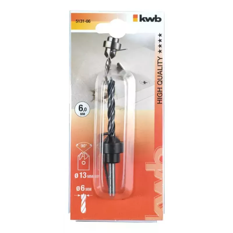 Broca KWB 513106 6 mm para aglomerado, madeira dura, plástico, madeira macia