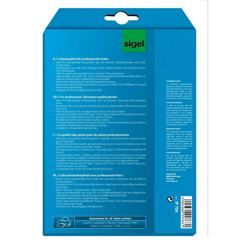 Papel fotográfico brilhante Sigel InkJet Ultra IP706