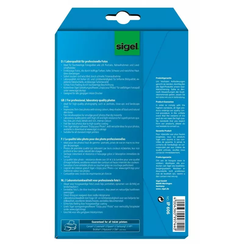 Papel fotográfico brilhante Sigel IP606