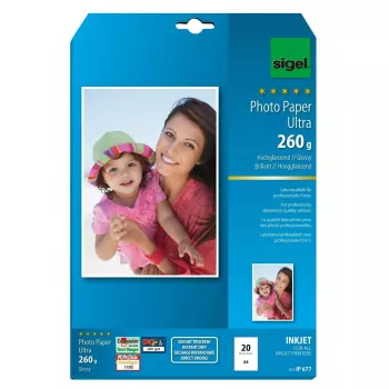 Papel fotográfico A4 brilhante Sigel IP677