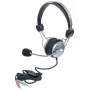 Manhattan Headset estéreo over-ear (3,5 mm), arco do microfone acolchoado, arco de cabeça em aço ajustável, controlo de volume em linha, almofadas auriculares, 2x fichas jack estéreo de 3,5 mm padrão para áudio/microfone, cabo de 2,5 m, 3 anos de garantia