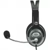 Manhattan Headset estéreo over-ear (3,5 mm), arco do microfone (acolchoado), arco de cabeça em aço ajustável, controlo remoto no cabo para volume, almofadas auriculares, 2x fichas jack estéreo de 3,5 mm padrão para áudio/microfone, cabo de 2,5 m, 3 anos de garantia