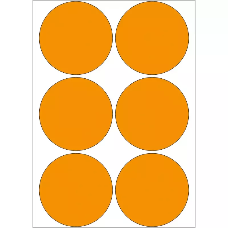 Etiquetas multiusos HERMA 2284 laranja fluorescente 50 mm redondas 144 unid.