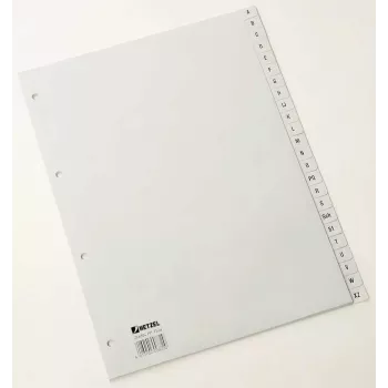 Separadores Rexel PP, cinzento, alfabético, separador alfabético, polipropileno (PP), cinzento, A4, 226 mm, 297 mm