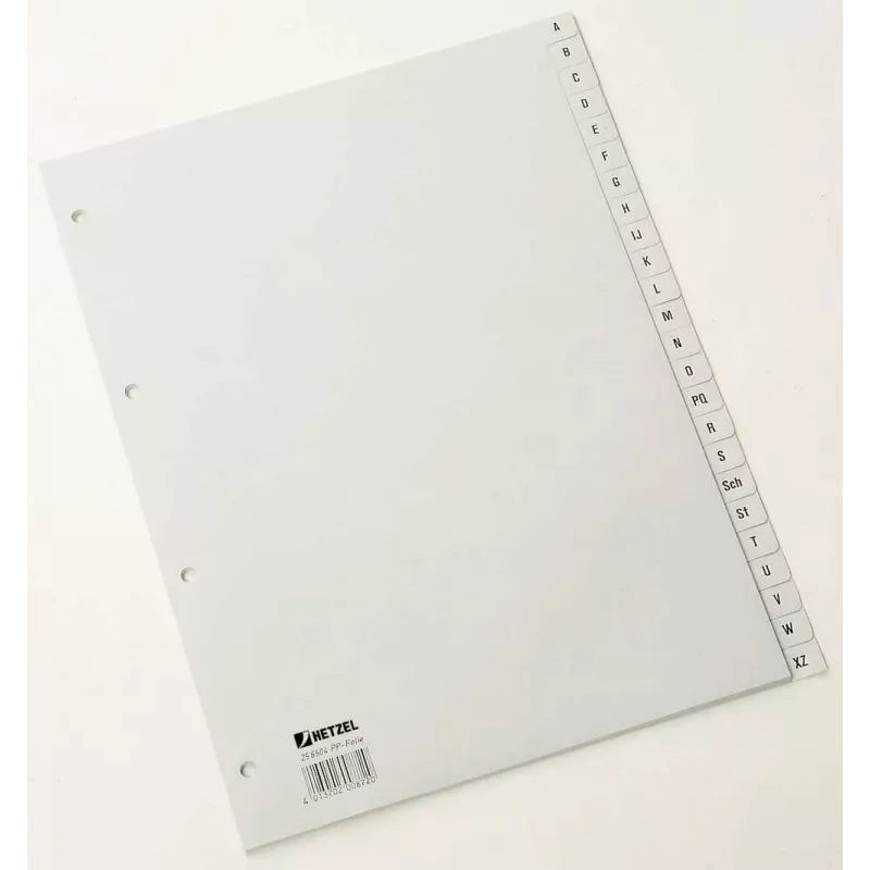 Rexel 25650481 Separadores de PP, A-Z, 24 abas, A4, polipropileno (PP), cinzento, 226 mm