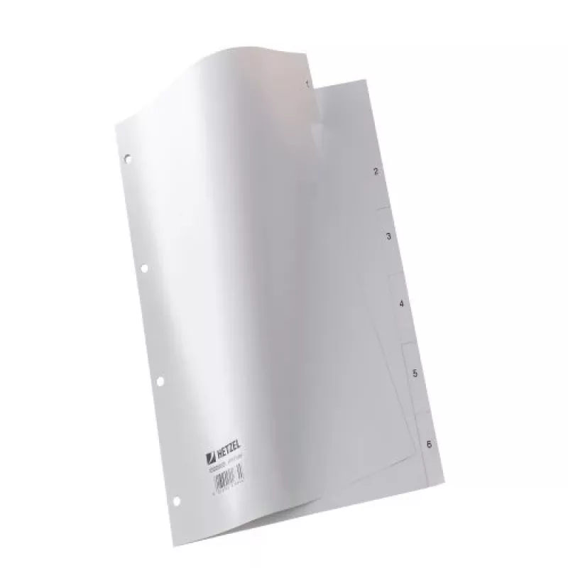 Separador Rexel PP, cinzento, numérico