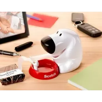Dispensador de fita 3M Scotch C31 preto vermelho branco Dog-810