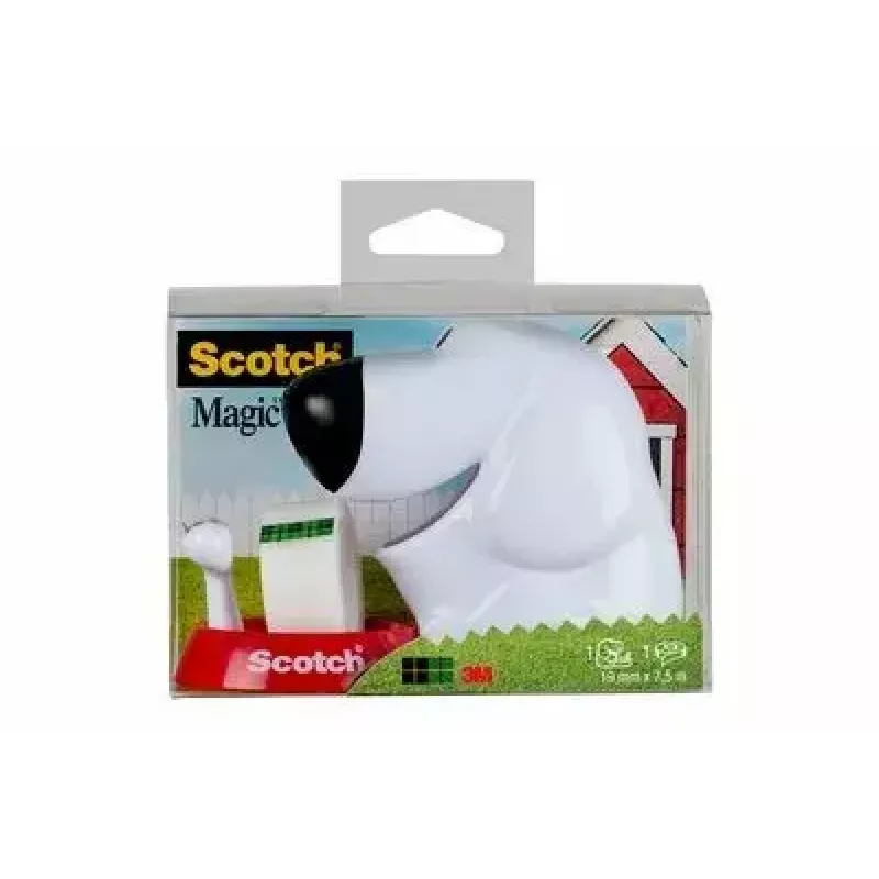 Dispensador de fita 3M Scotch C31 preto vermelho branco Dog-810