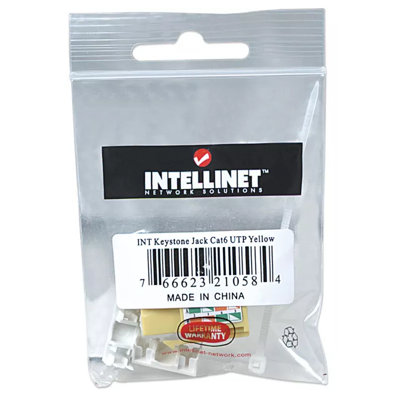 Intellinet 210584 tomada Keystone, Cat6, UTP, Punch-down, amarela