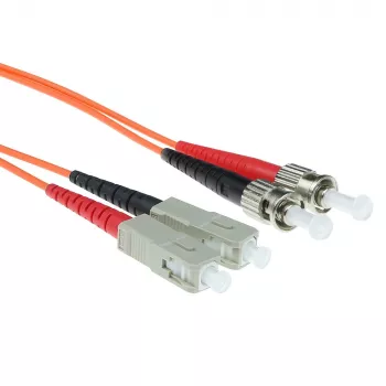 Cabo patch de fibra ótica LSZH multimodo 50/125 OM2 ACT 3 metros duplex com fichas SC e ST