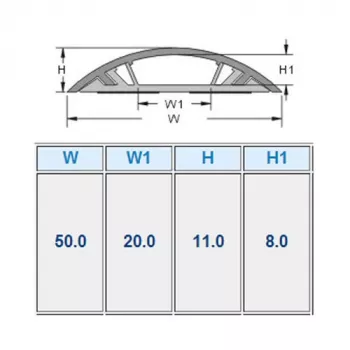 Calha de cabos redonda ACT em PVC 50 mm, cinzento, PVC, V-0, 50 mm