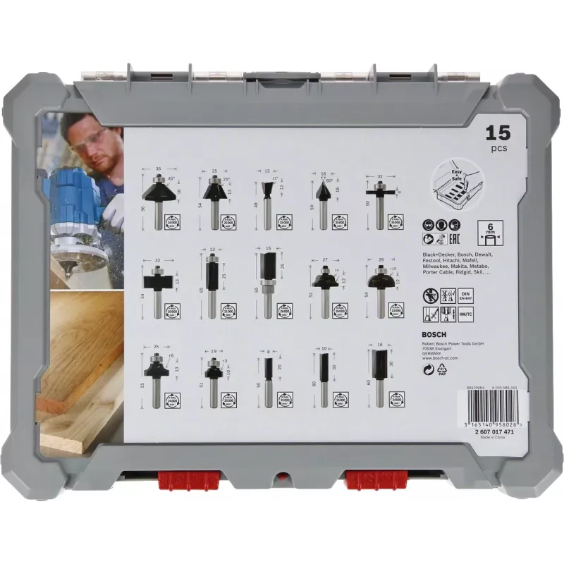 Bosch 2607017473 conjunto de fresas 15 peças