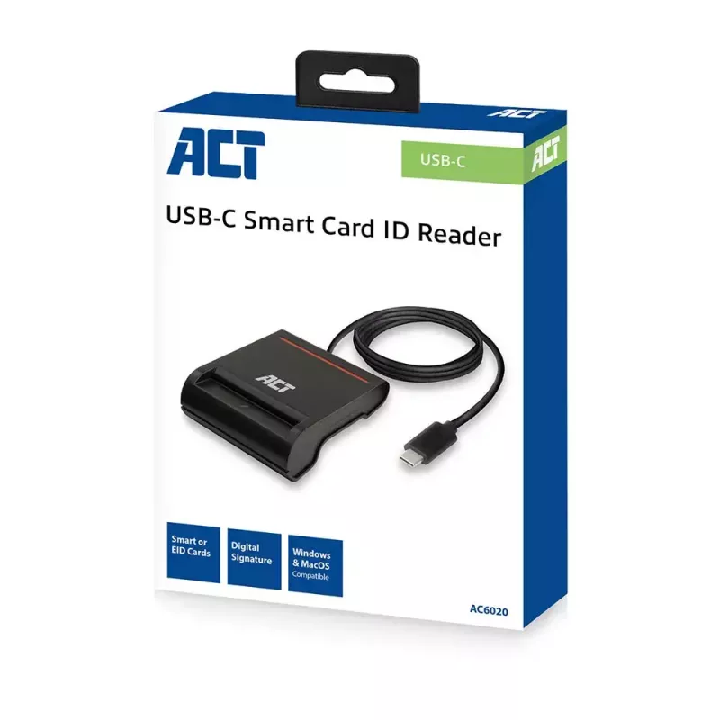 Leitor de cartões smartcard eID USB-C externo ACT, preto