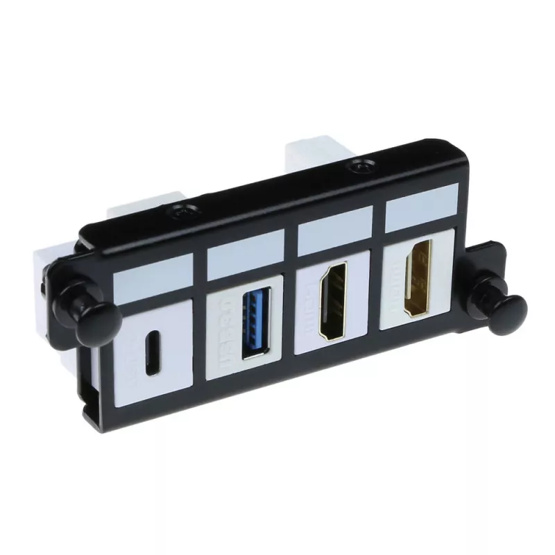 Placa adaptadora ACT para 4 x Keystone FTP, adaptador, preto, 1 unid.