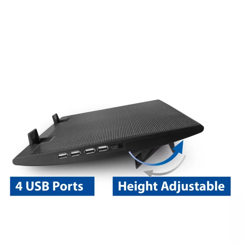 Suporte para portátil ACT AC8105 com ventoinha, altura ajustável, 2 posições, hub de 4 portas