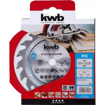 Disco de serra circular KWB 581557 12,7 cm para madeira dura, plástico, contraplacado, madeira macia