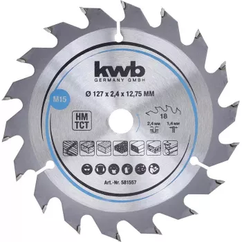 Disco de serra circular KWB 581557 12,7 cm para madeira dura, plástico, contraplacado, madeira macia